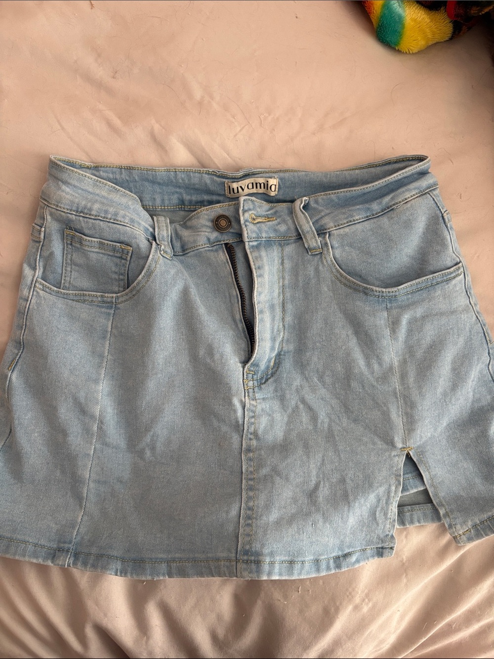 Light Blue Denim Mini Skort